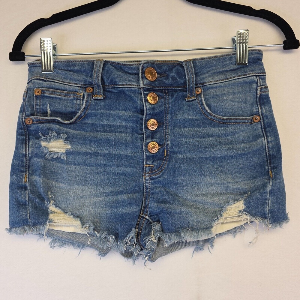 American Eagle Shorts Womens 0 Hi Rise Shortie Distressed Button Fly Boyfriend